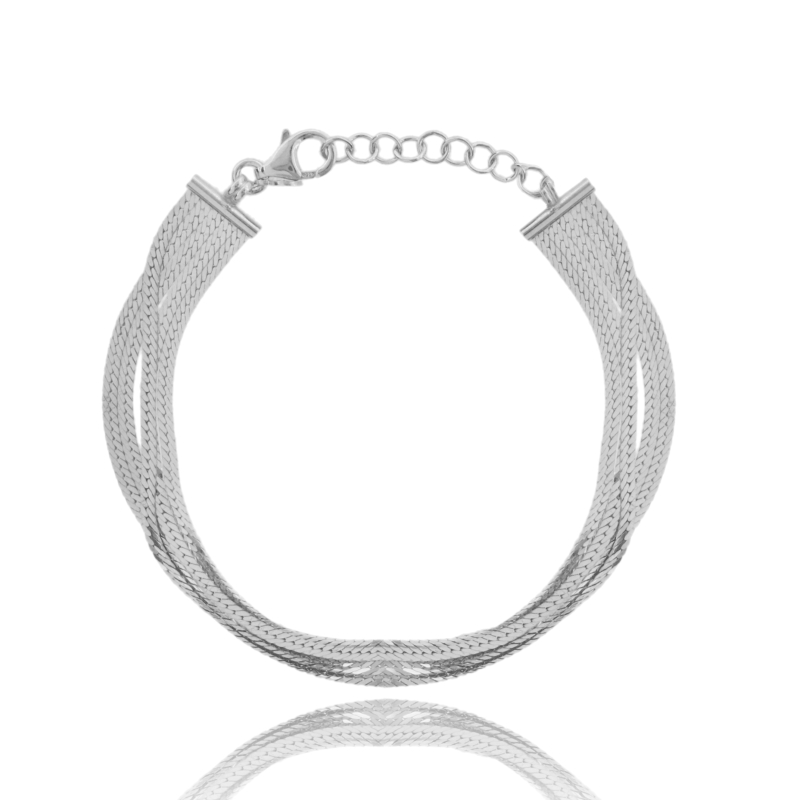 BRACCIALE SCHIENA D'ASINO DIAMANTATA MULTIFILO IN ARGENTO TIT 925 CM 17-19