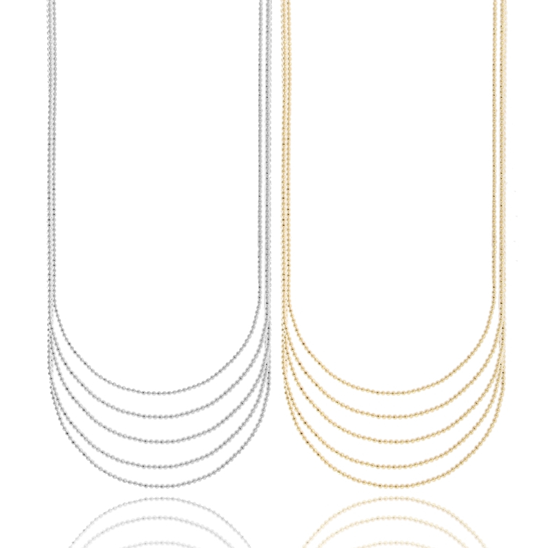COLLANA PALLINE DIAMANTATE MULTIFILO IN ARGENTO TIT 925 CM 40-45