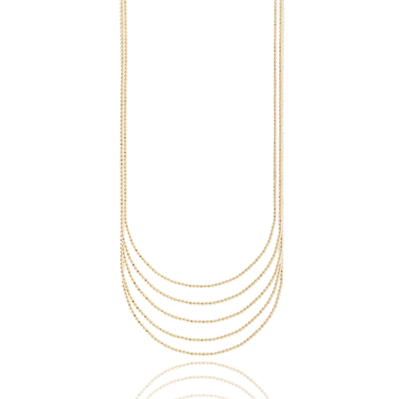 COLLANA PALLINE DIAMANTATE MULTIFILO IN ARGENTO TIT 925 CM 40-45