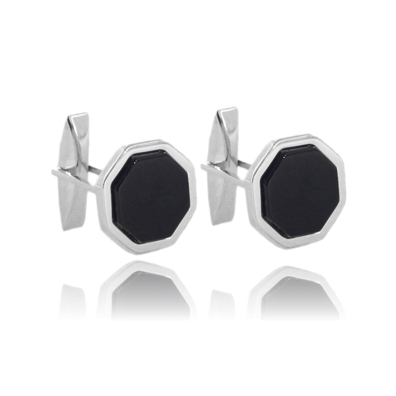 GEMELLI IN ARGENTO TIT 925 CON ONICE NERO