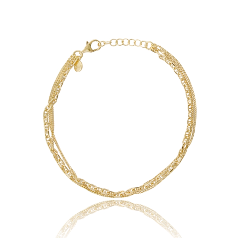 BRACCIALE CATENA A 3 FILI IN ARGENTO TIT 925 CM 17-19