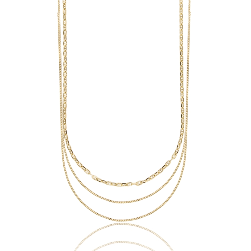 COLLANA CATENA A 3 FILI DEGRADE IN ARGENTO TIT 925 CM 40-45