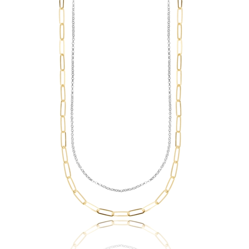COLLANA CATENA A 2 FILI DEGRADE IN ARGENTO TIT 925 CM 40-45