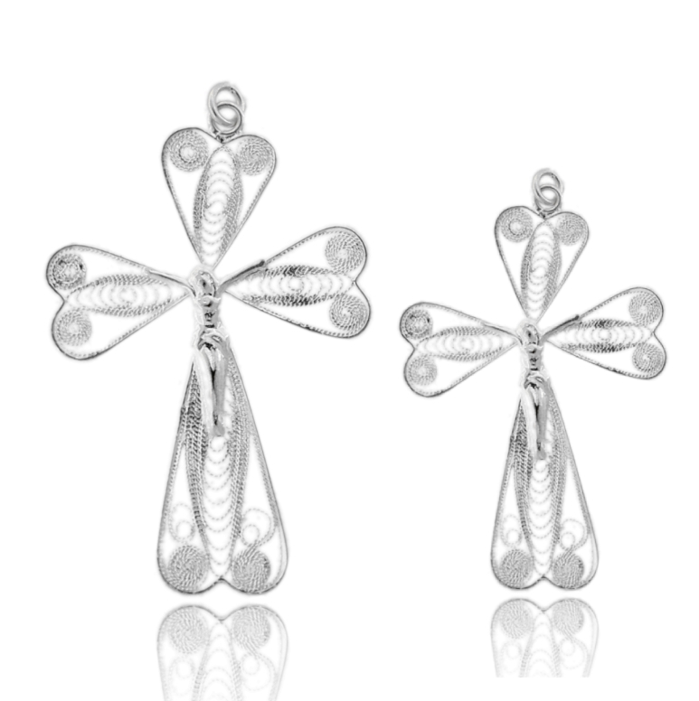 CIONDOLO CROCE FILIGRANA CON CRISTO IN ARGENTO TIT 925