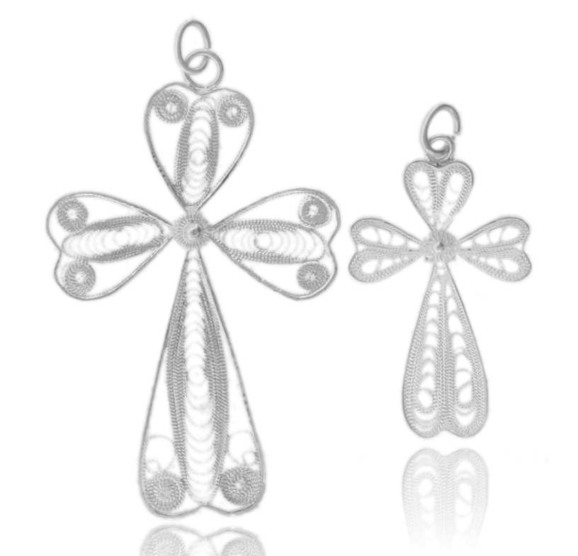 CIONDOLO CROCE FILIGRANA IN ARGENTO TIT 925
