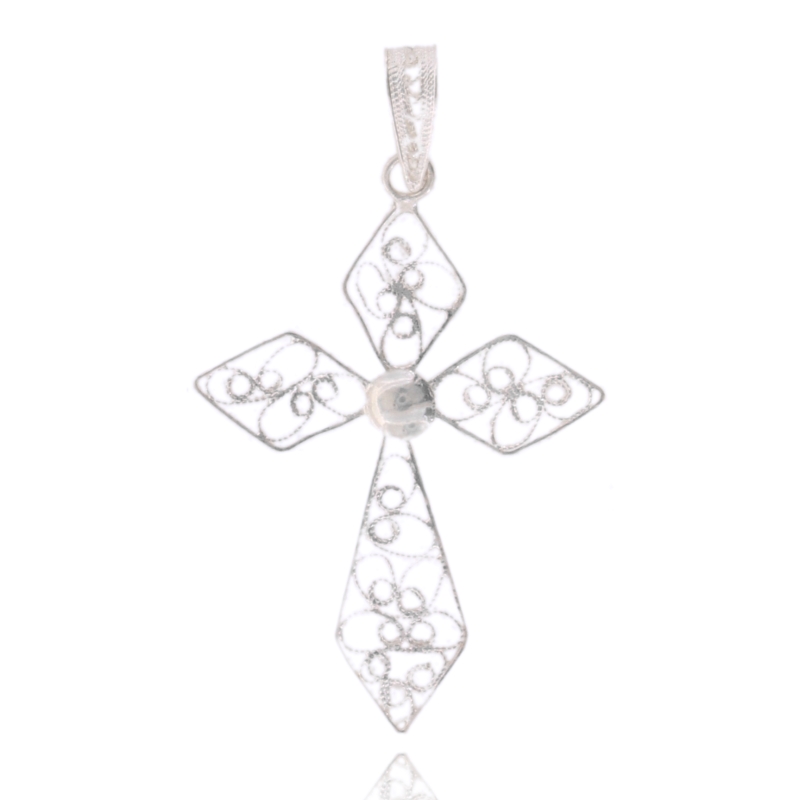 CIONDOLO CROCE FILIGRANA MM 47X33 IN ARGENTO TIT 925