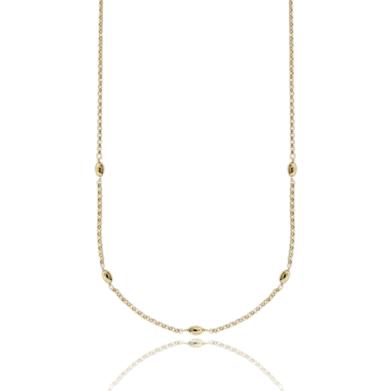 COLLANA ROLO' CON OLIVETTE MM 3 ALTERNATE IN ARGENTO TIT 925 CM 40-45