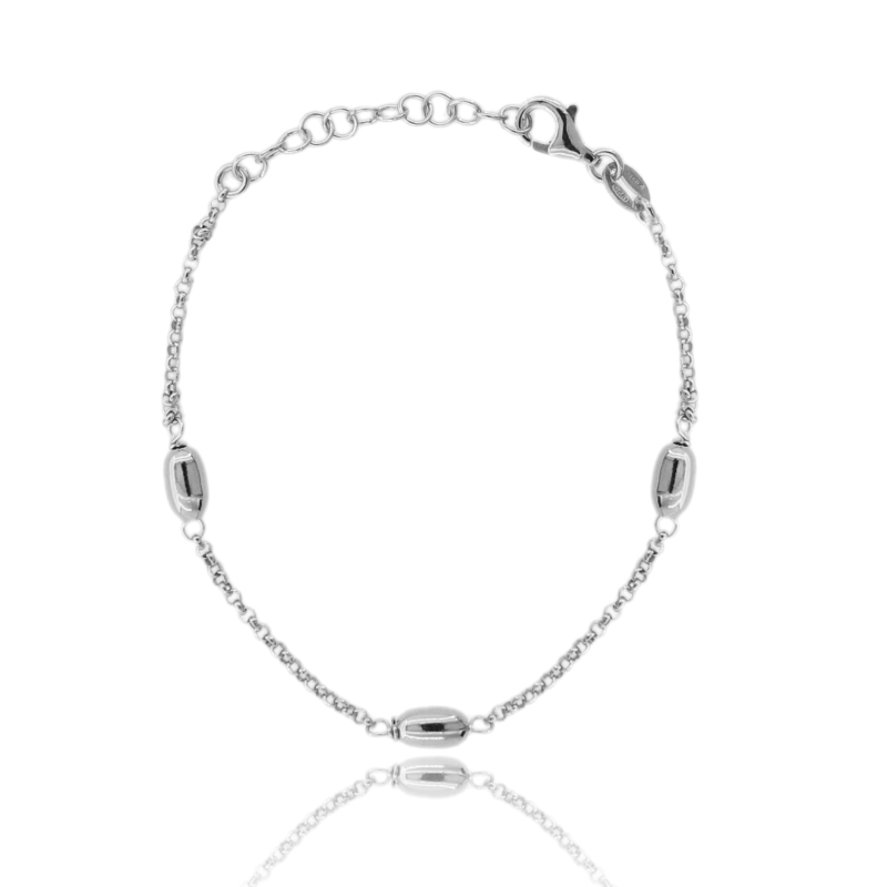 BRACCIALE ROLO' CON OLIVETTE MM 4 ALTERNATE IN ARGENTO TIT 925 CM 17-19