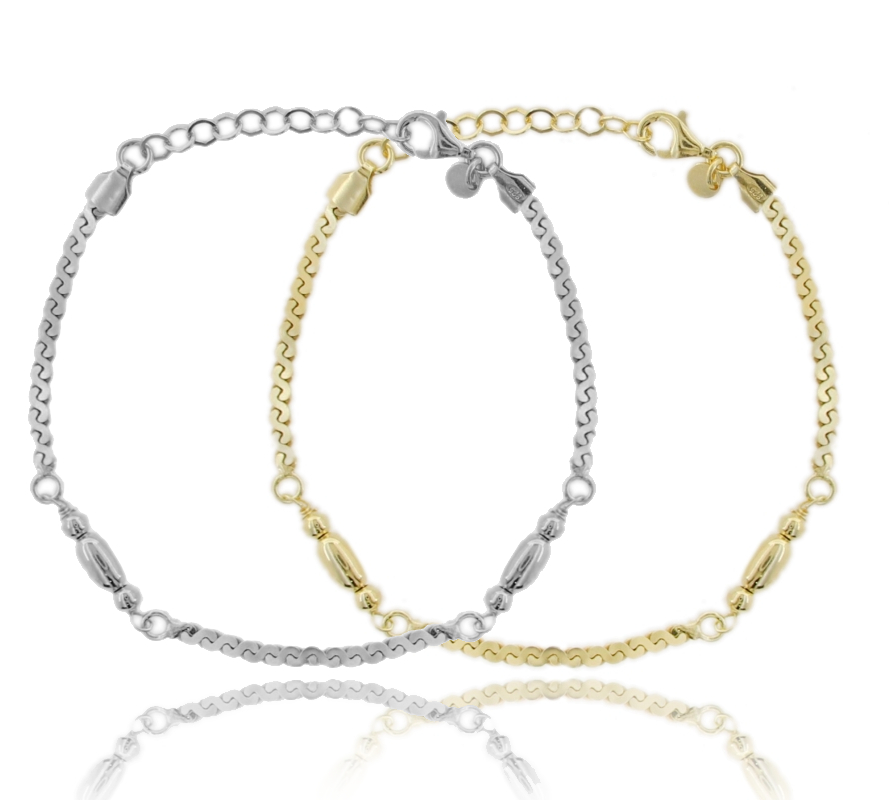 BRACCIALE SEMIRIGIDO INFINITO CON OLIVETTE MM 4 IN ARGENTO TIT 925 CM 17-19