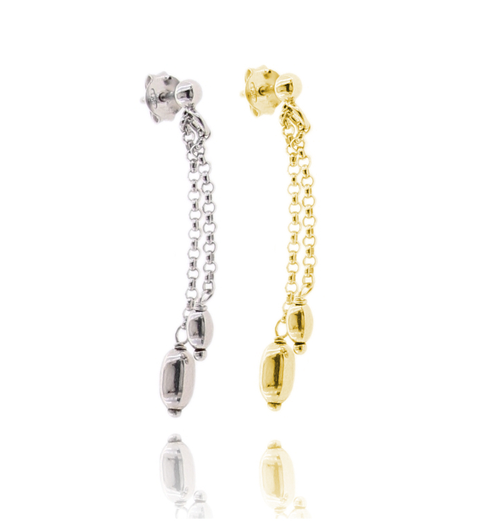 ORECCHINI PENDENTI ROLO' CON OLIVETTE IN ARGENTO TIT 925