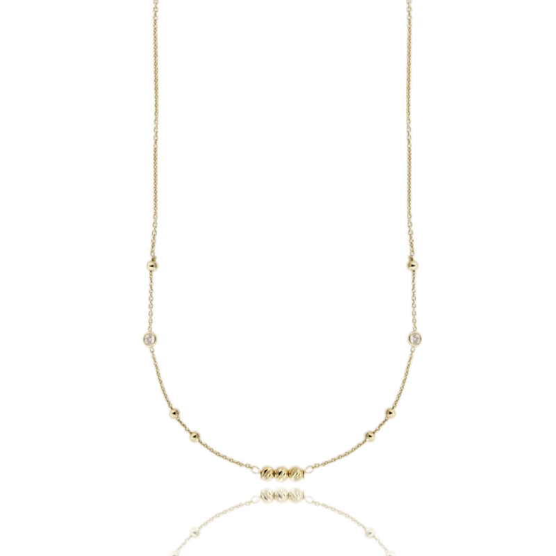 COLLANA FORZATINA CON SFERE DIAMANTATE IN ARGENTO TIT 925 E ZIRCONI CM 40-45
