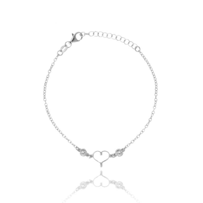 BRACCIALE FORZATINA CON CONTORNO CUORE IN ARGENTO TIT 925 E ZIRCONI CM 17-19