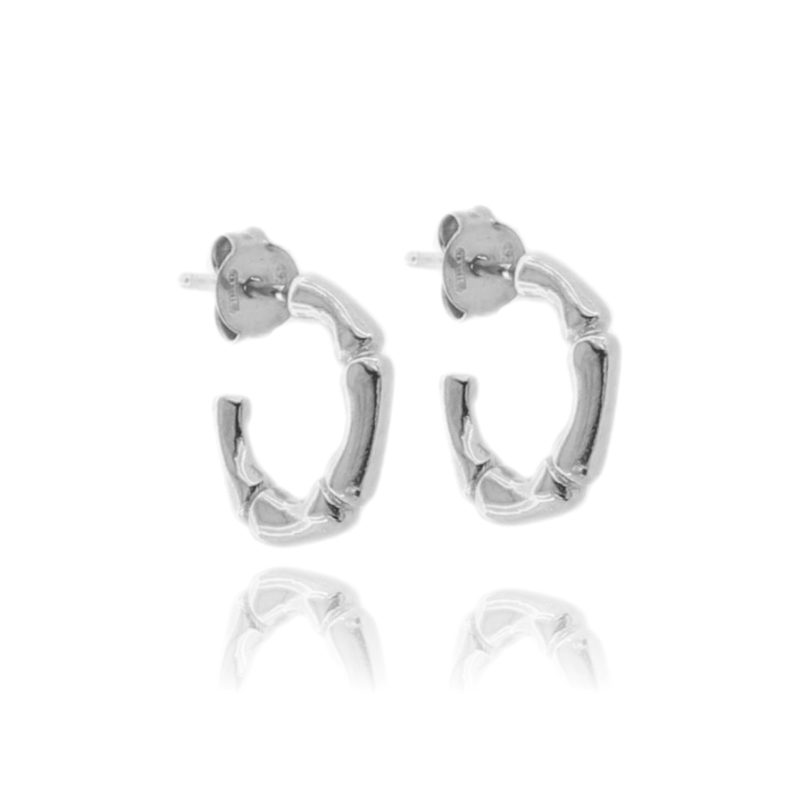 ORECCHINI A CERCHIO BAMBU' IN ARGENTO TIT 925