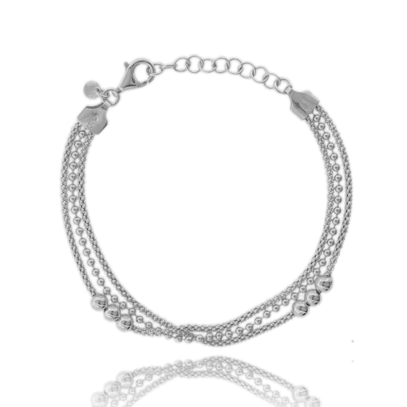BRACCIALE POP CORN E PALLINE MULTIFILO IN ARGENTO TIT 925 CM 17-19