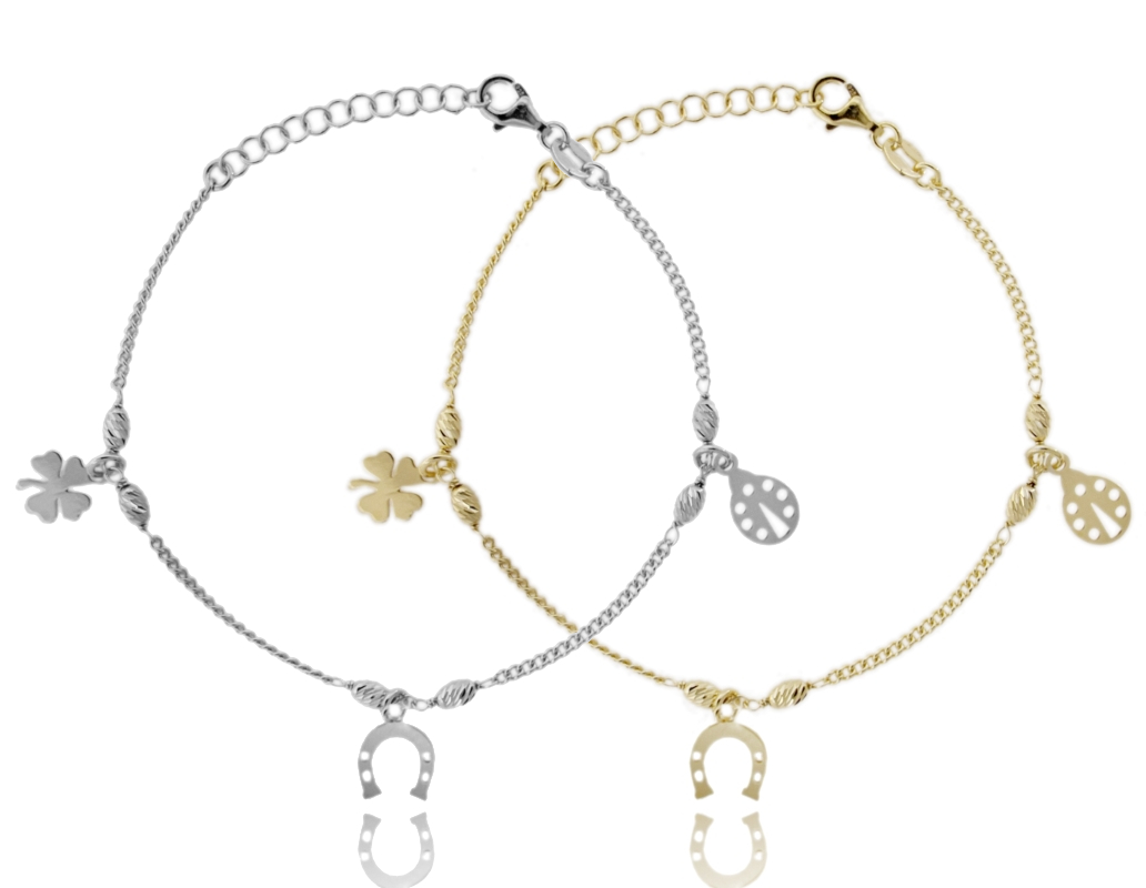 BRACCIALE CUBAN CHAIN CON CHARMS SCARAMANTICI IN ARGENTO TIT 925 CM 17-19