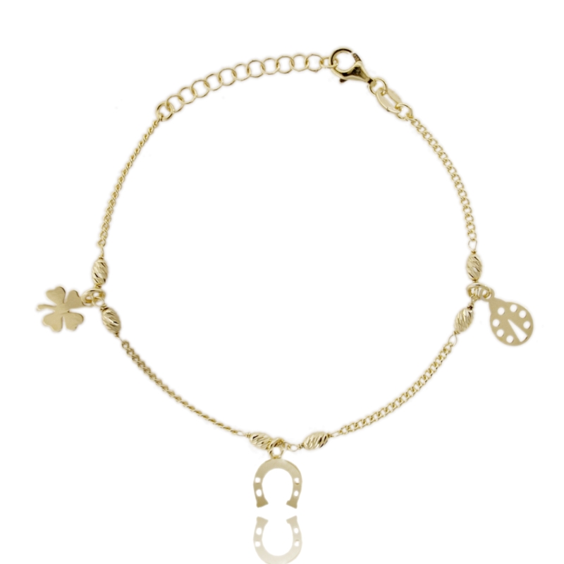 BRACCIALE CUBAN CHAIN CON CHARMS SCARAMANTICI IN ARGENTO TIT 925 CM 17-19