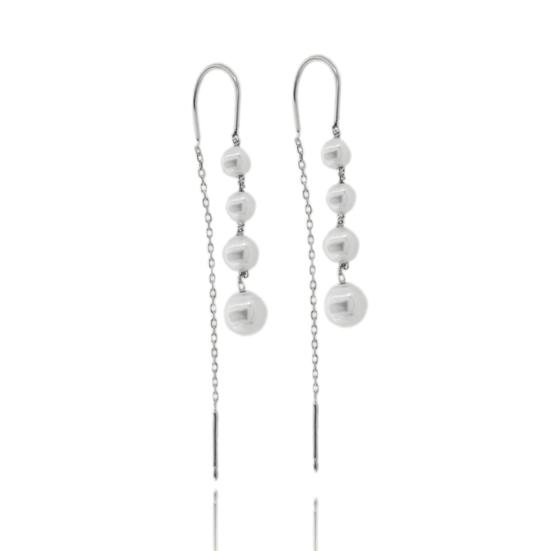 ORECCHINI PENDENTI SALISCENDI CON PERLE IN ARGENTO TIT 925