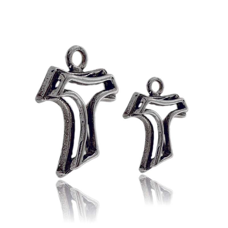 CIONDOLO CROCE CON TAO IN ARGENTO MICROFUSO BRUNITO TIT 800‰