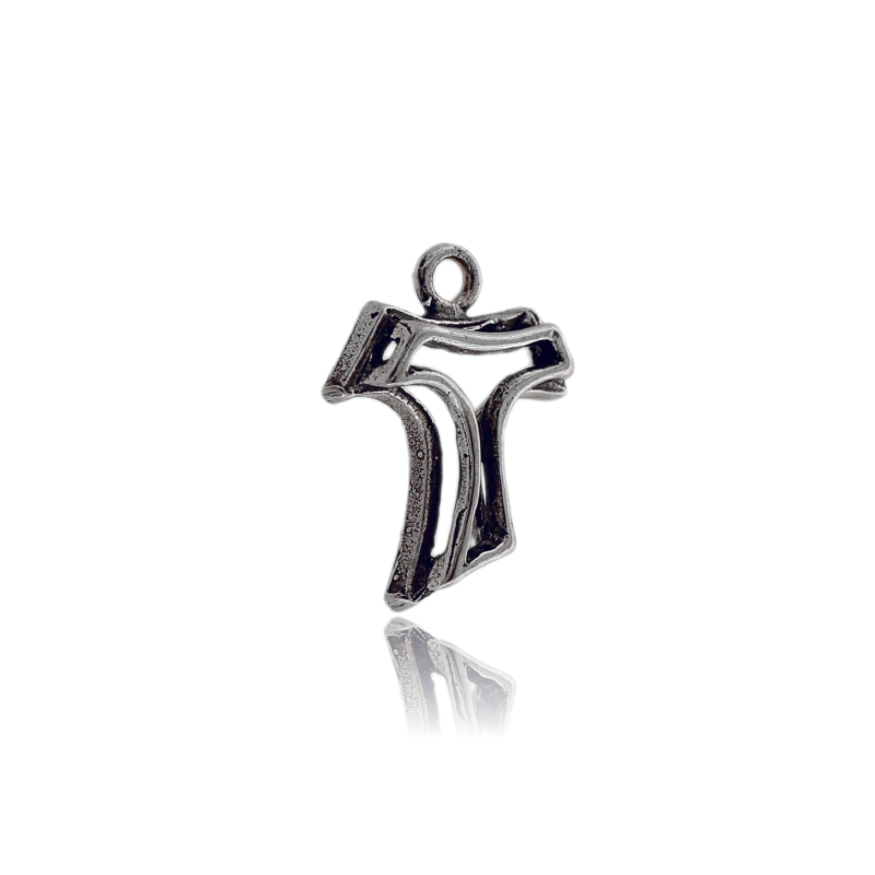 CIONDOLO CROCE CON TAO IN ARGENTO MICROFUSO BRUNITO TIT 800‰