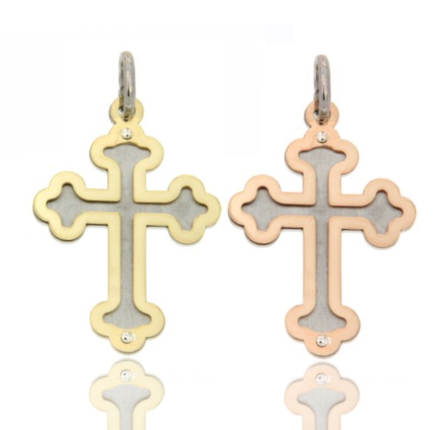 CIONDOLO CROCE MM 32X22 CON INTERNO SATINATO IN ARGENTO 925 ‰