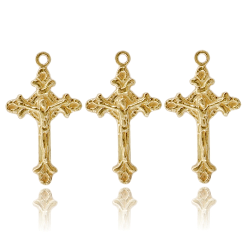 CIONDOLO CROCE PZ 3 MM 20X12 MICROFUSA A PUNTE SENZA CONTRO MAGLIA IN ARGENTO TIT 925‰