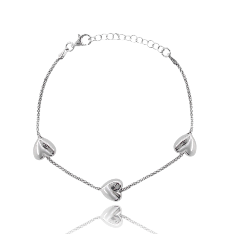 BRACCIALE POP CORN CON CUORI IN ARGENTO TIT 925‰ CM 17-19