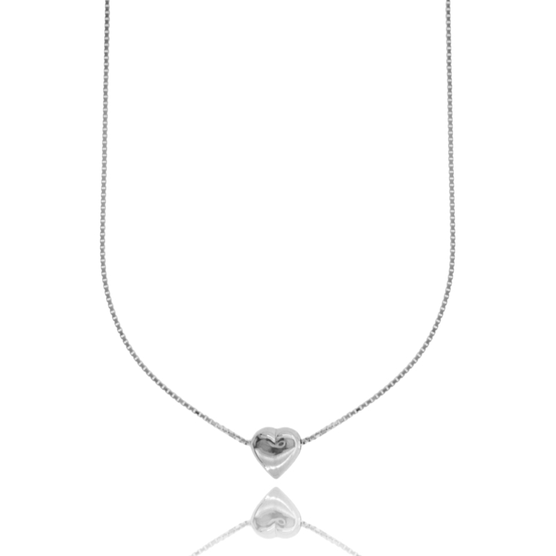 COLLANA VENEZIANA CON CUORE IN ARGENTO TIT 925‰ CM 40-45