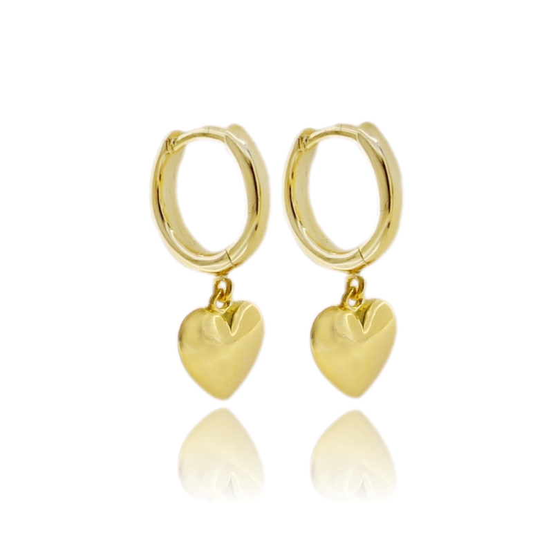 ORECCHINI A CERCHIO MM 10 CON CUORE PENDENTE IN ARGENTO TIT 925