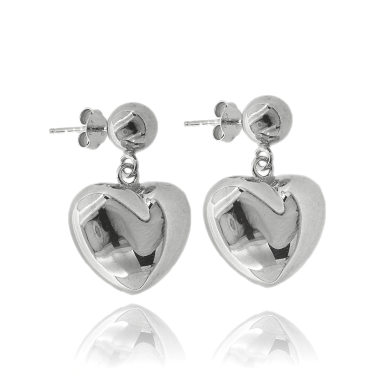 ORECCHINI PENDENTI CON CUORE IN ARGENTO TIT 925