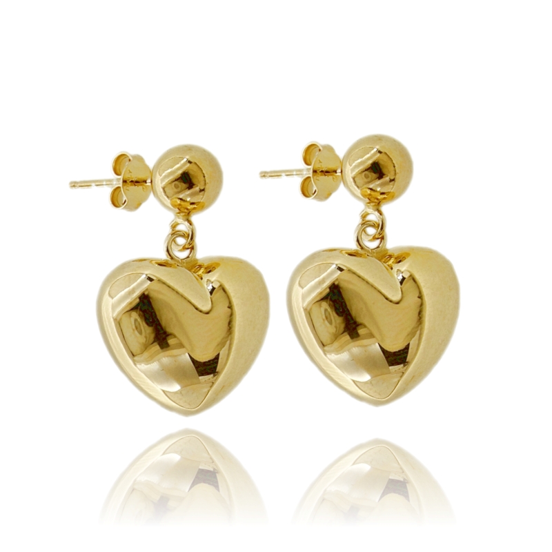 ORECCHINI PENDENTI CON CUORE IN ARGENTO TIT 925