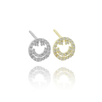 ORECCHINI A LOBO SMILE CON ZIRCONI BIANCHI IN ARGENTO TIT 925