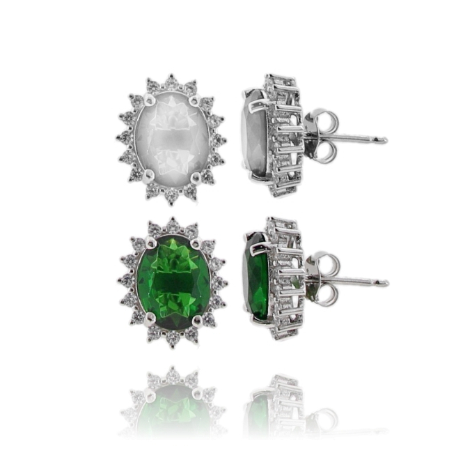 ORECCHINI KATE OVALI MM 14X12 IN ARGENTO RODIATO TIT 925 E ZIRCONI