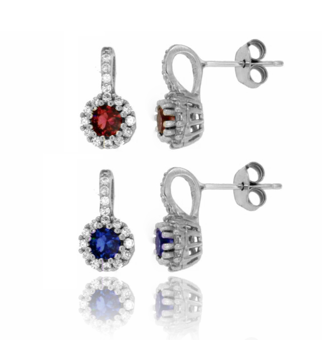 ORECCHINI TONDI MM 14X7 IN ARGENTO RODIATO TIT 925‰ E ZIRCONI