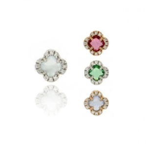 CIONDOLO A FIORE CON PIETRA IDROTERMALE CON BORDO DI ZIRCONI IN ARGENTO TIT 925