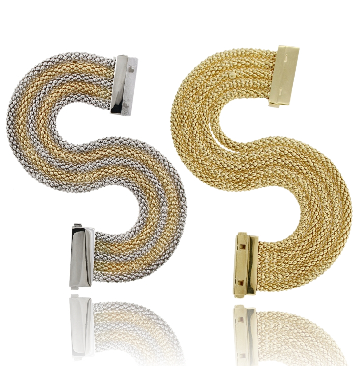 BRACCIALE POP CORN MM 4,5 A 5 FILI IN ARGENTO TIT 925 CM 18
