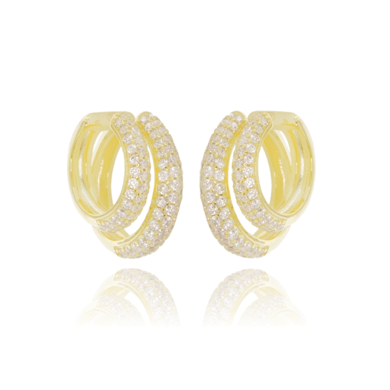 ORECCHINI EAR-CUFF A 2 FILI IN ARGENTO TIT 925 E ZIRCONI BIANCHI