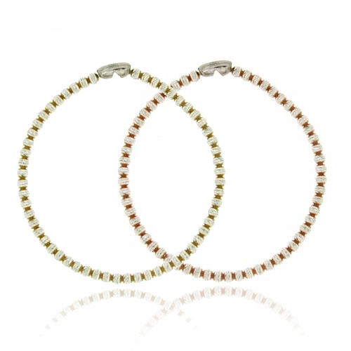 BRACCIALE ELASTICO CON SFERE MM 3 DIAMANTATE TRASVERSALI INTERAMENTE IN ARGENTO TIT 925
