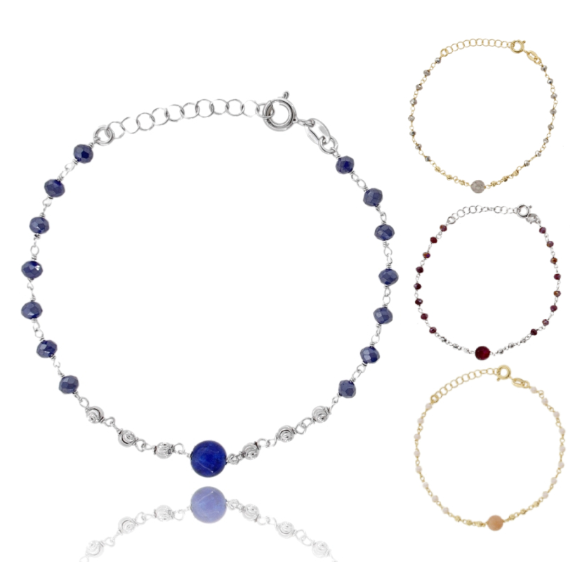 BRACCIALE CON PIETRE IN ARGENTO TIT 925 CM 17-19