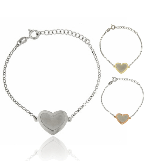 BRACCIALE ROLO' CON CENTRALE A FORMA DI CUORE IN ARGENTO TIT 925 CM 18