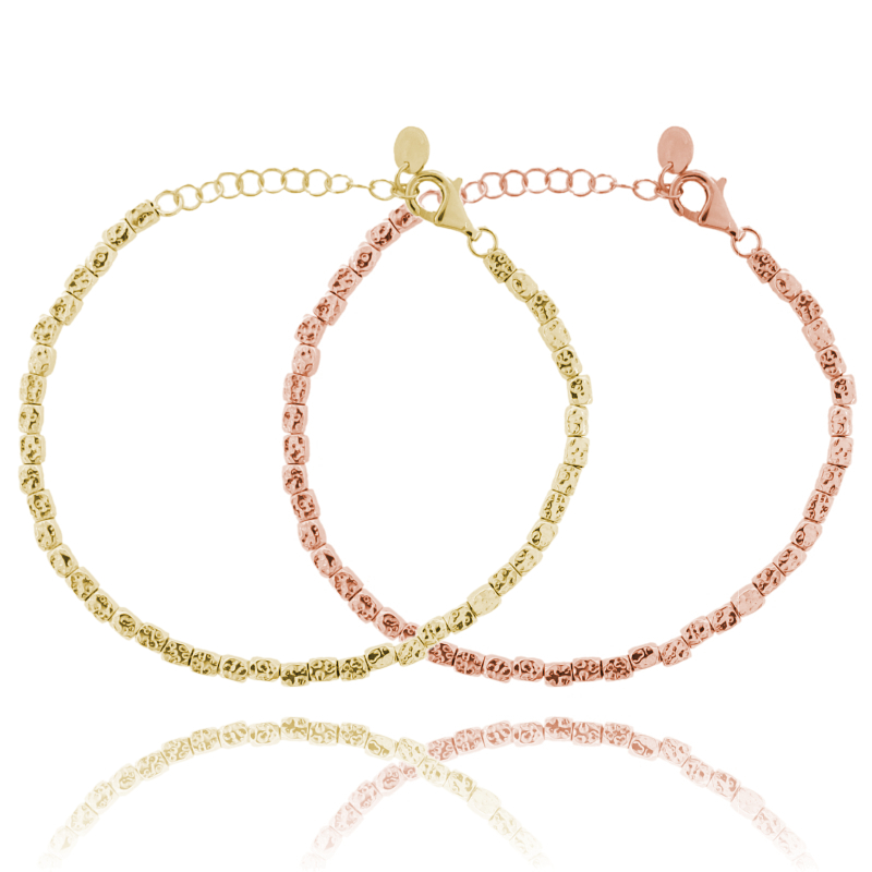 BRACCIALE CON PEPITE DIAMANTATE IN ARGENTO TIT 925 CM 17-19