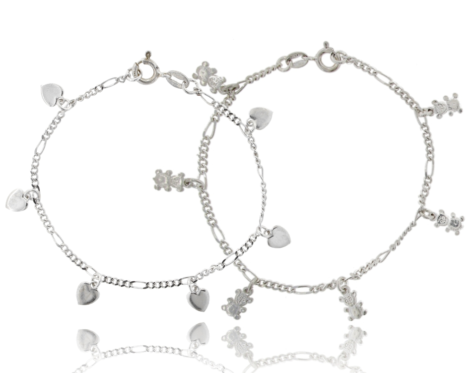BRACCIALE 3+1 CON SIMBOLI PENDENTI IN ARGENTO RODIATO TIT 925 CM 18