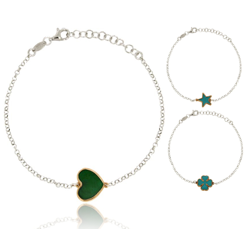 BRACCIALE ROLO' CON SIMBOLO CENTRALE IN ARGENTO RODIATO E RAMATO TIT 925 CM 17-21