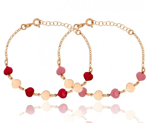 BRACCIALE CON CUORI SMALTATI IN ARGENTO RAMATO TIT 925 CM 17-20
