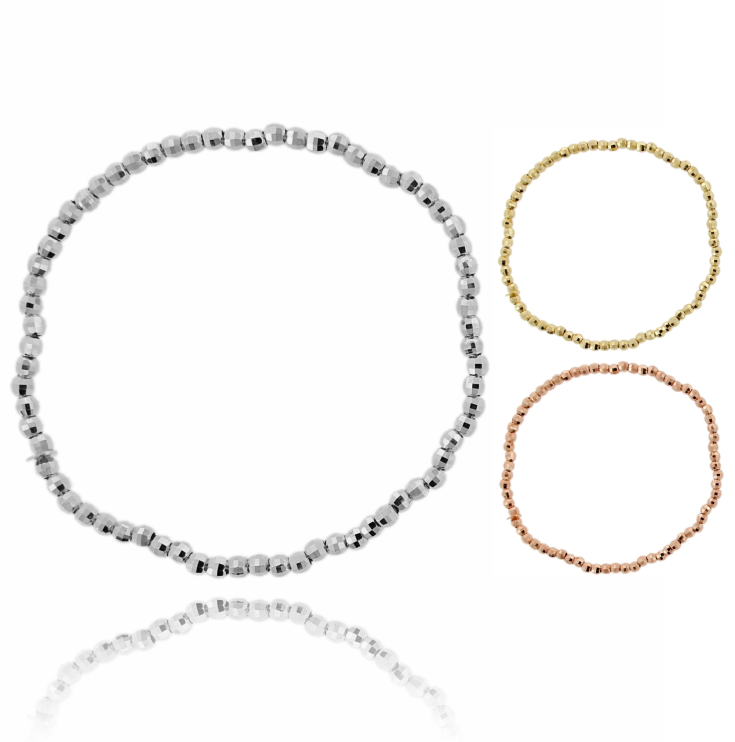 BRACCIALE ELASTICO CON SFERE DIAMANTATE MM 3 IN ARGENTO TIT 925