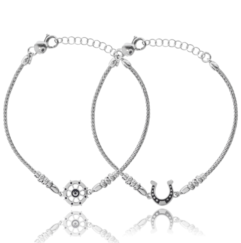 BRACCIALE CODA DI VOLPE CON SIMBOLO CENTRALE CM 18+3