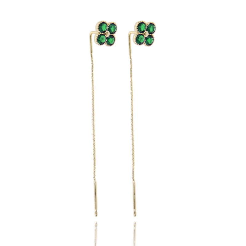 ORECCHINI SALISCENDI FIORE IN ARGENTO TIT 925 E ZIRCONI