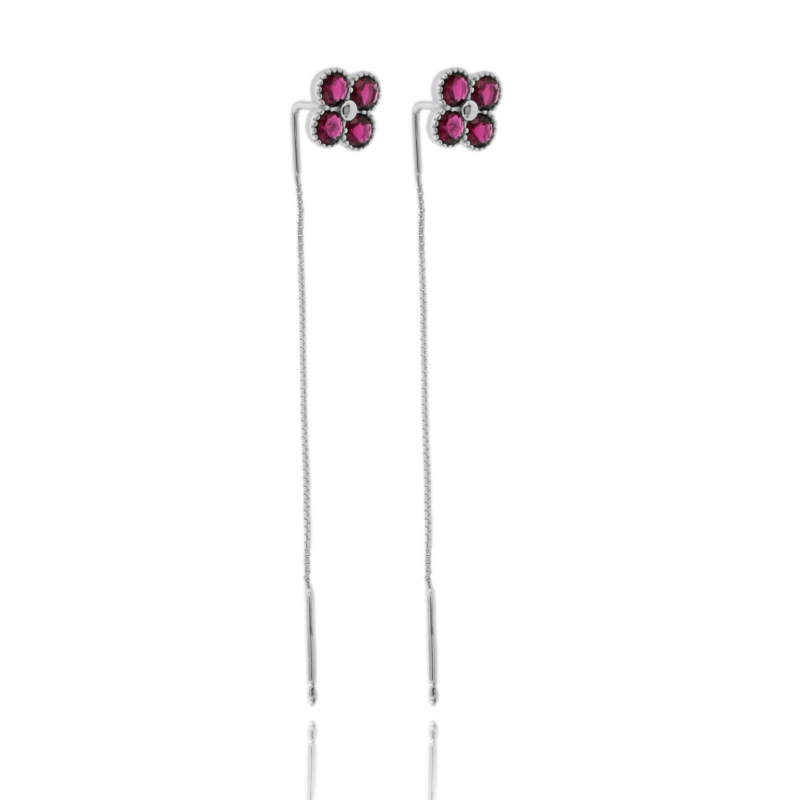 ORECCHINI SALISCENDI FIORE IN ARGENTO TIT 925 E ZIRCONI
