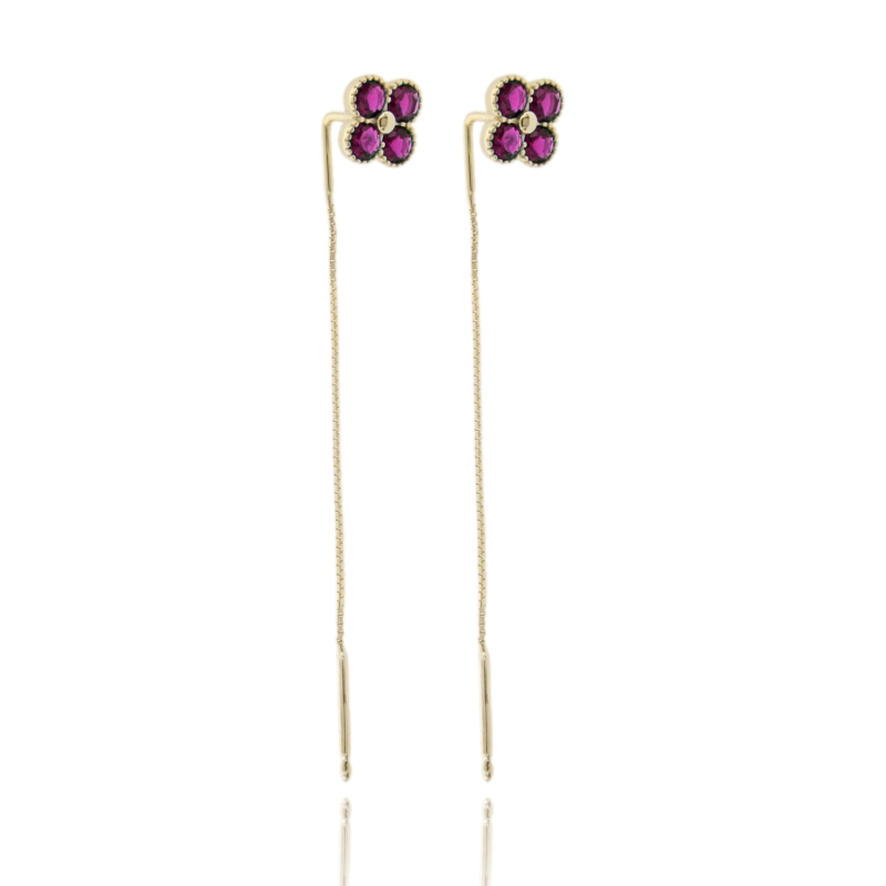 ORECCHINI SALISCENDI FIORE IN ARGENTO TIT 925 E ZIRCONI