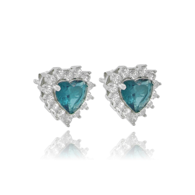 ORECCHINI A CUORE IN ARGENTO RODIATO TIT 925 E ZIRCONI COLORATI
