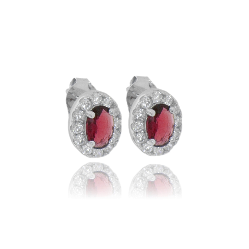 ORECCHINI OVALI IN ARGENTO RODIATO TIT 925 E ZIRCONI COLORATI